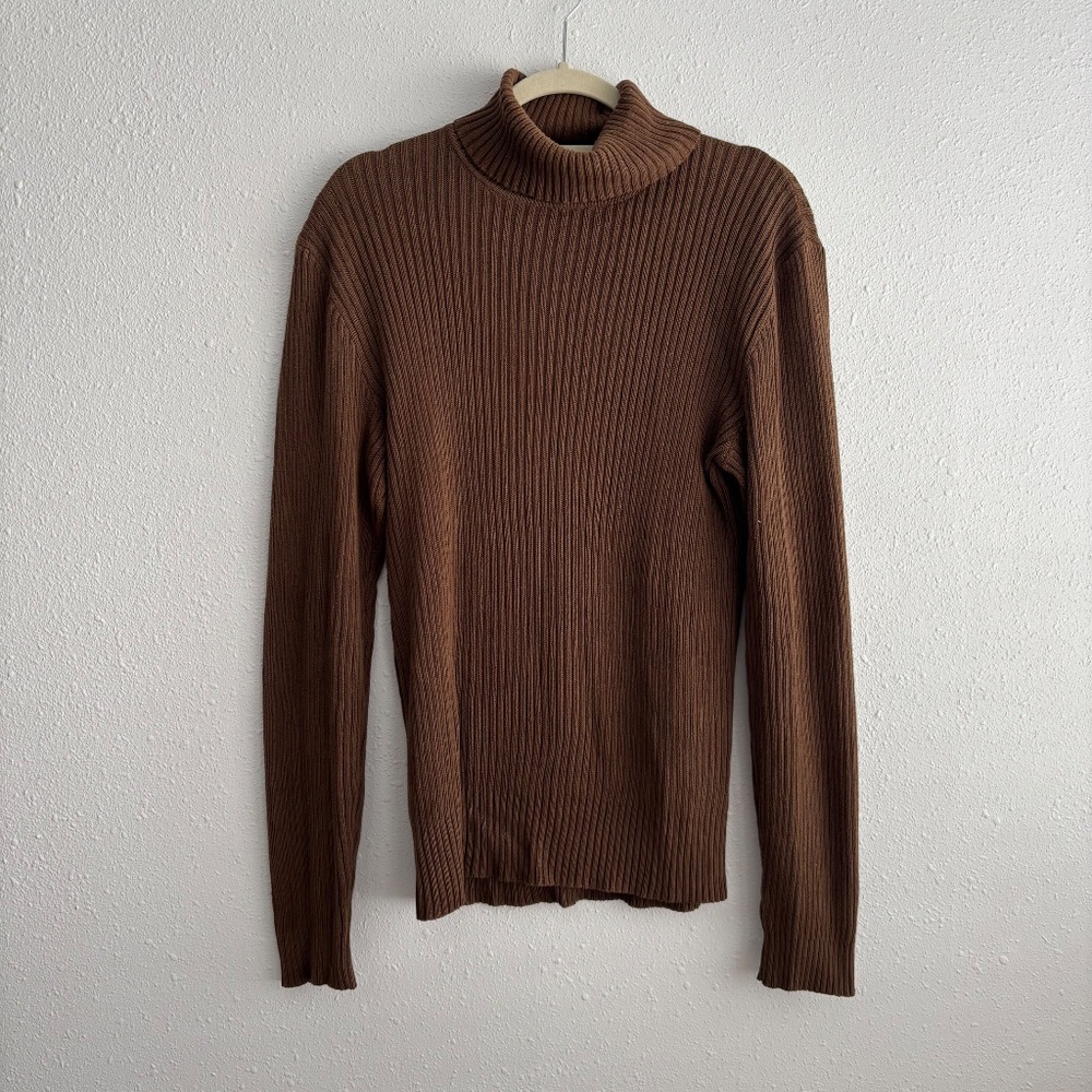 Ralph Lauren Double RL Brown Ribbed Turtleneck Sweater